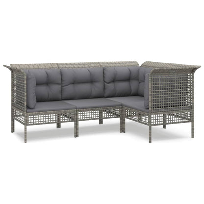 Set Divani da Giardino 4 pz con Cuscini in Polyrattan Grigio - homemem39