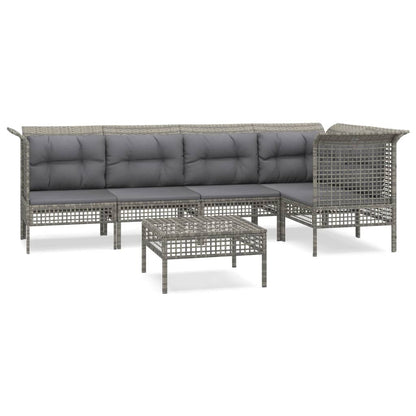 Set Divani da Giardino 6 pz con Cuscini in Polyrattan Grigio - homemem39