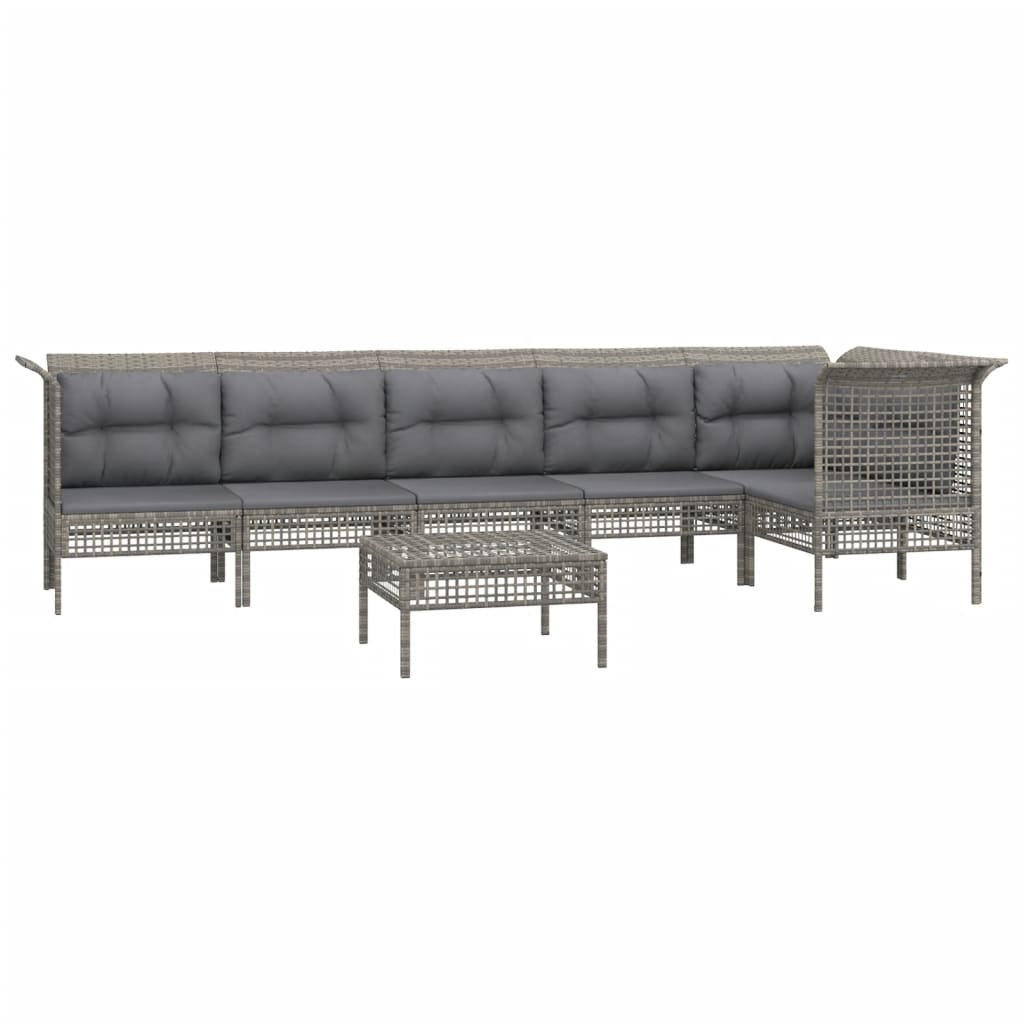 Set Divani da Giardino 7 pz con Cuscini in Polyrattan Grigio - homemem39