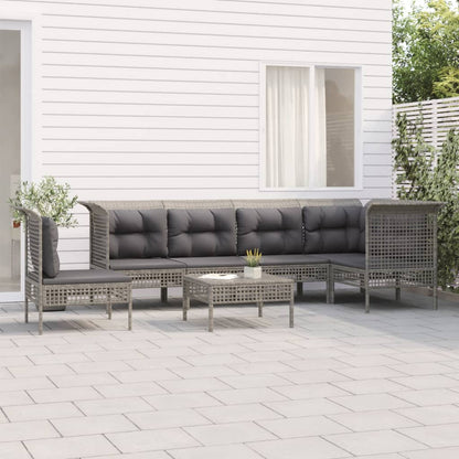 Set Divani da Giardino 7 pz con Cuscini in Polyrattan Grigio - homemem39