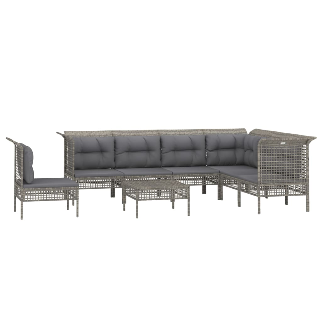 Set Divani da Giardino 8 pz con Cuscini in Polyrattan Grigio - homemem39