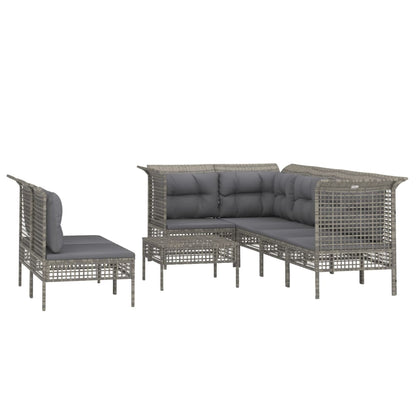 Set Divani da Giardino 8 pz con Cuscini in Polyrattan Grigio - homemem39