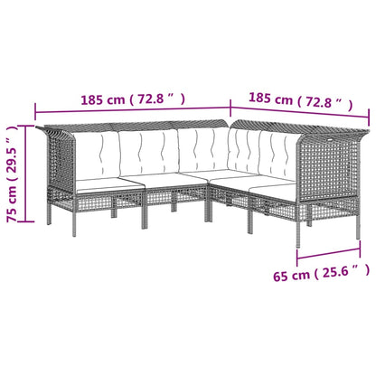 Set Divani da Giardino 6 pz con Cuscini in Polyrattan Grigio - homemem39