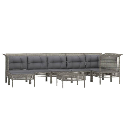 Set Divani da Giardino 8 pz con Cuscini in Polyrattan Grigio - homemem39