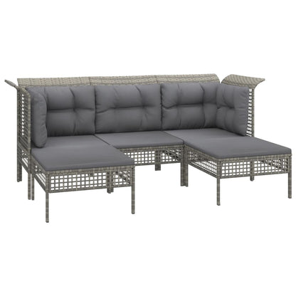 Set Divani da Giardino 6 pz con Cuscini in Polyrattan Grigio - homemem39