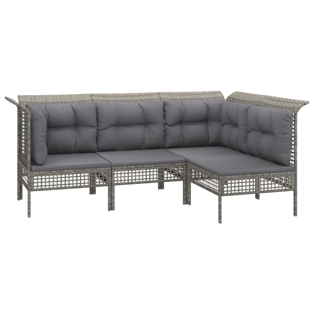 Set Divani da Giardino 8 pz con Cuscini in Polyrattan Grigio - homemem39