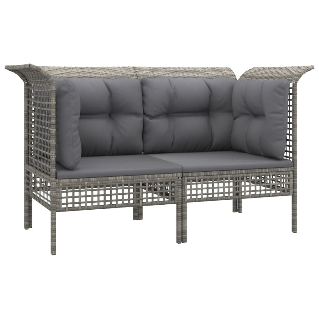 Set Divani da Giardino 7 pz con Cuscini in Polyrattan Grigio - homemem39