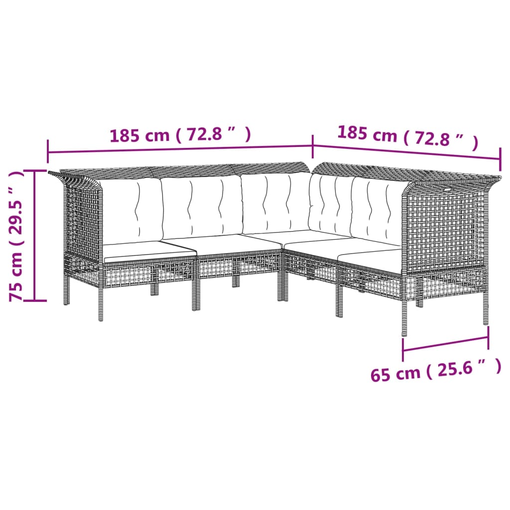 Set Divani da Giardino 8 pz con Cuscini in Polyrattan Grigio - homemem39