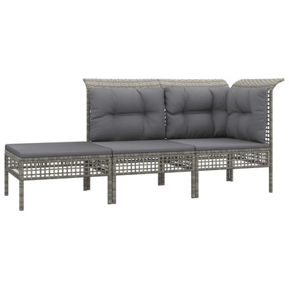 Set Divani da Giardino 11 pz con Cuscini in Polyrattan Grigio - homemem39