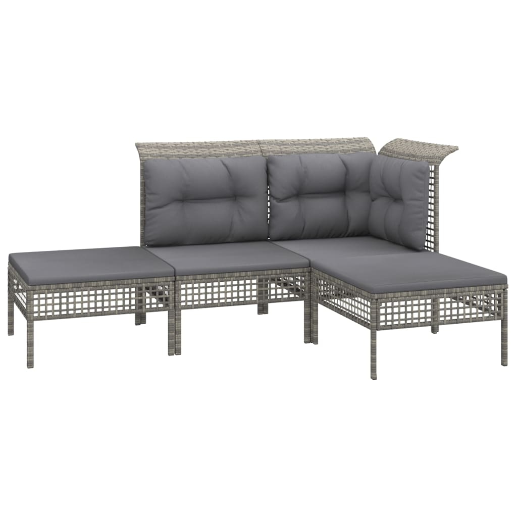 Set Divani da Giardino 11 pz con Cuscini in Polyrattan Grigio - homemem39