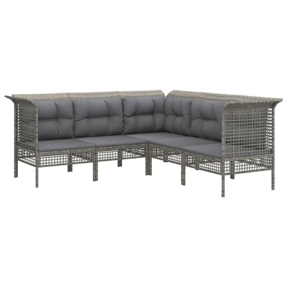 Set Divani da Giardino 9 pz con Cuscini in Polyrattan Grigio - homemem39