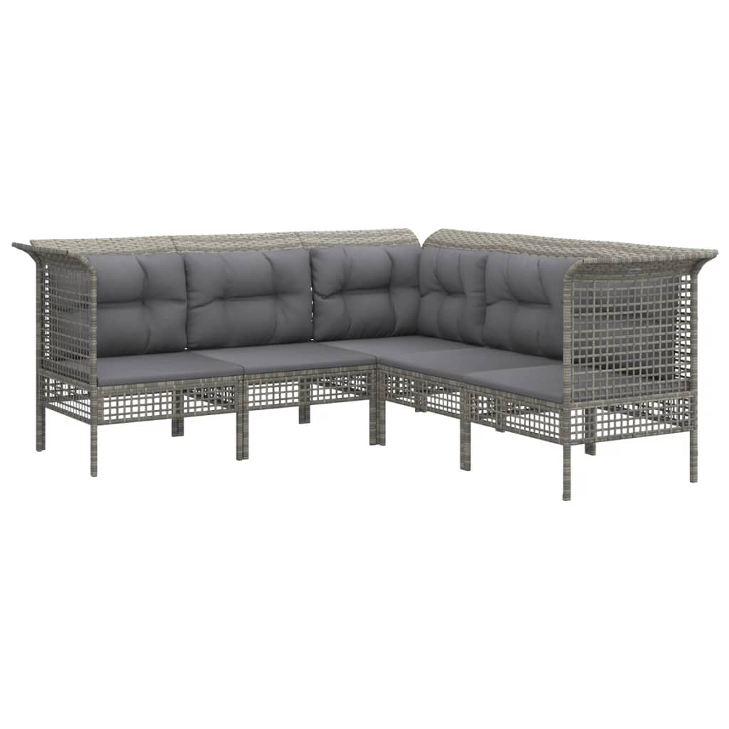 Set Divani da Giardino 11 pz con Cuscini in Polyrattan Grigio - homemem39