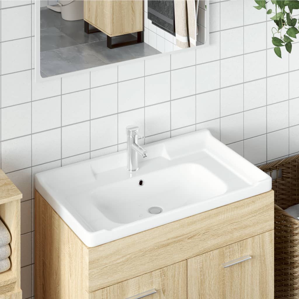 Lavandino da Bagno Bianco 91,5x48x23cm Rettangolare in Ceramica - homemem39