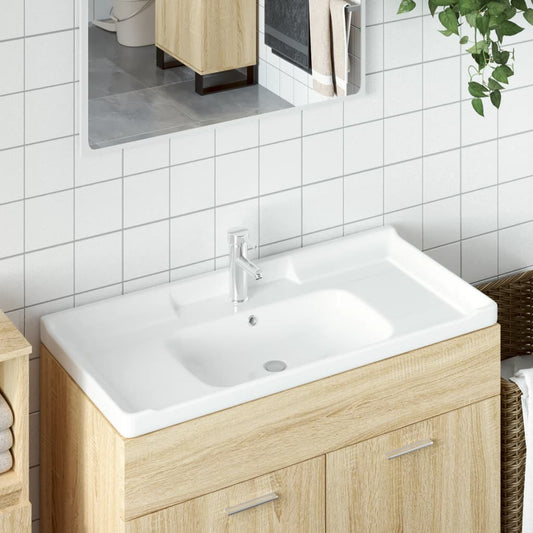 Lavandino da Bagno Bianco 100x48x23 cm Rettangolare in Ceramica - homemem39