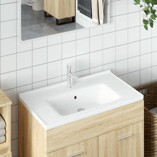 Lavandino da Bagno Bianco 81x48x19,5cm Rettangolare in Ceramica - homemem39