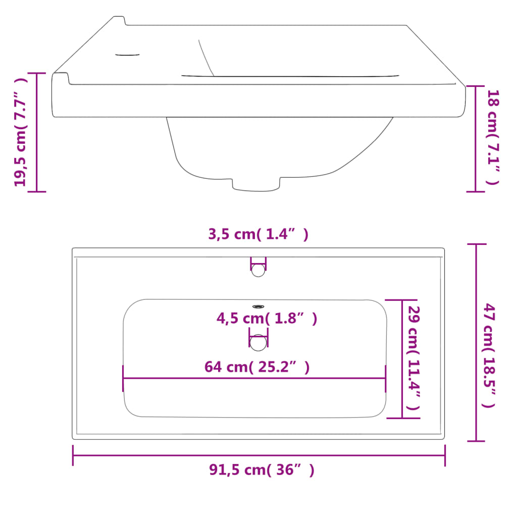 Lavandino da Bagno Bianco 91,5x48x19,5 cm Rettangolare Ceramica - homemem39