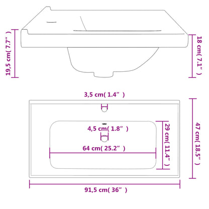 Lavandino da Bagno Bianco 91,5x48x19,5 cm Rettangolare Ceramica - homemem39