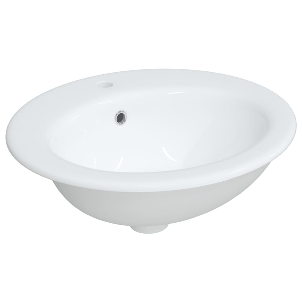 Lavandino da Bagno Bianco 52x46x20 cm Ovale in Ceramica - homemem39