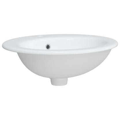 Lavandino da Bagno Bianco 52x46x20 cm Ovale in Ceramica - homemem39