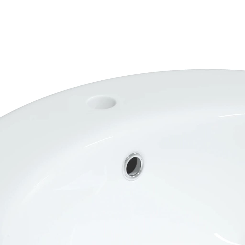 Lavandino da Bagno Bianco 52x46x20 cm Ovale in Ceramica - homemem39
