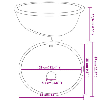 Lavandino da Bagno Bianco 33x29x16,5 cm Ovale in Ceramica - homemem39