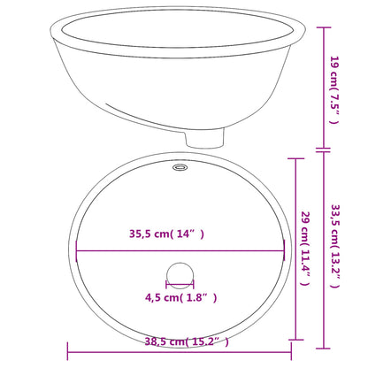 Lavandino da Bagno Bianco 38,5x33,5x19 cm Ovale in Ceramica - homemem39