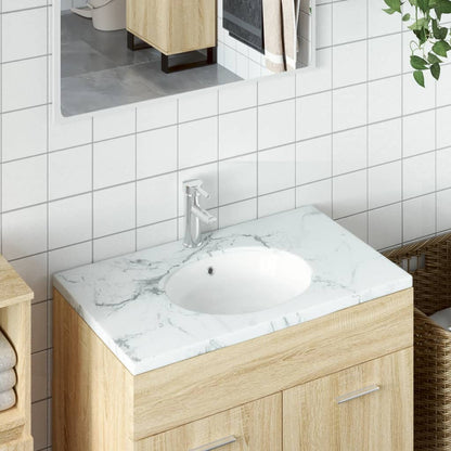 Lavandino da Bagno Bianco 37x31x17,5 cm Ovale in Ceramica - homemem39