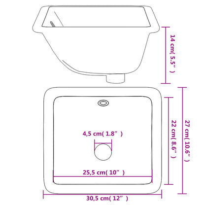 Lavandino da Bagno Bianco 30,5x27x14 cm Rettangolare Ceramica - homemem39