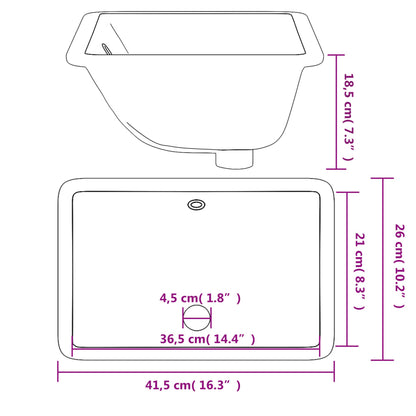 Lavandino da Bagno Bianco 41,5x26x18,5 cm Rettangolare Ceramica - homemem39