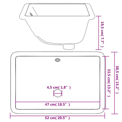 Lavandino da Bagno Bianco 52x38,5x19,5 cm Rettangolare Ceramica - homemem39