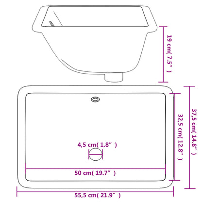 Lavandino da Bagno Bianco 55,5x37,5x19 cm Rettangolare Ceramica - homemem39