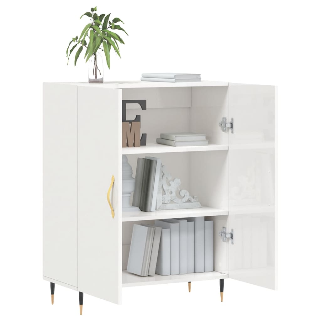 Credenza 69,5x34x90 cm in Legno Multistrato Bianco Lucido - homemem39