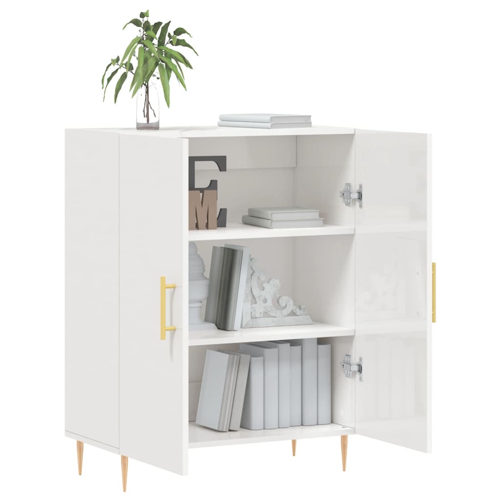 Credenza 69,5x34x90 cm in Legno Multistrato Bianco Lucido - homemem39