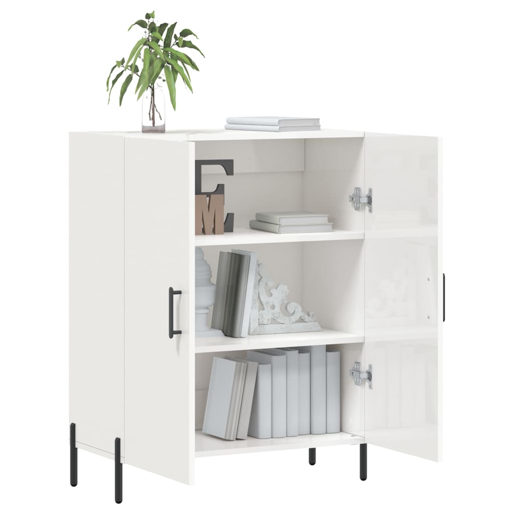 Credenza 69,5x34x90 cm in Legno Multistrato Bianco Lucido - homemem39