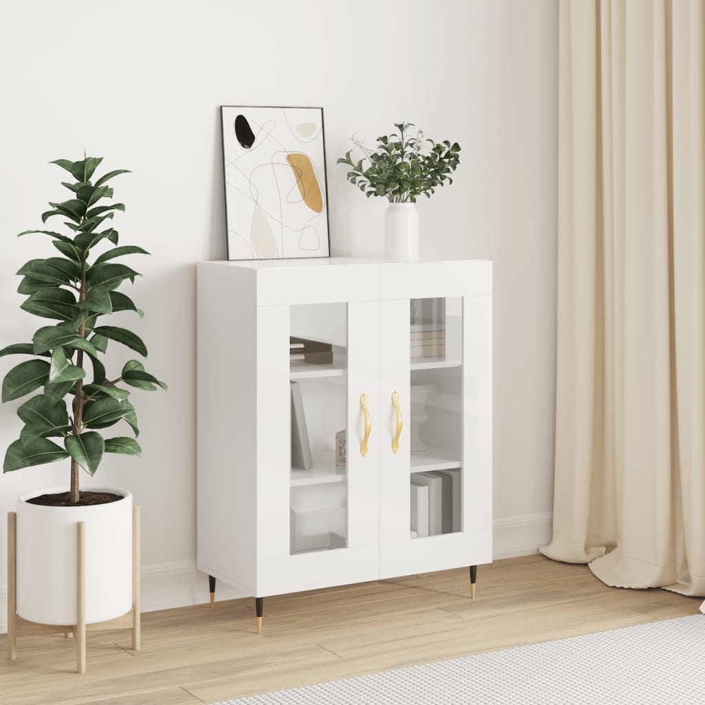 Credenza 69,5x34x90 cm in Legno Multistrato Bianco Lucido - homemem39