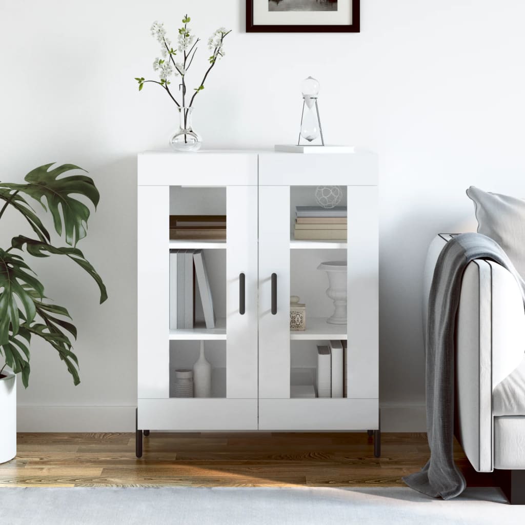 Credenza 69,5x34x90 cm in Legno Multistrato Bianco Lucido - homemem39