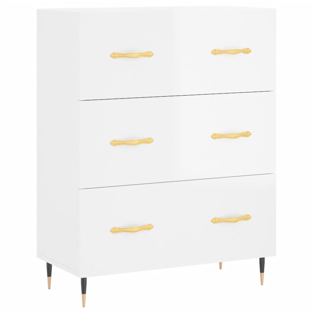 Credenza 69,5x34x90 cm in Legno Multistrato Bianco Lucido - homemem39