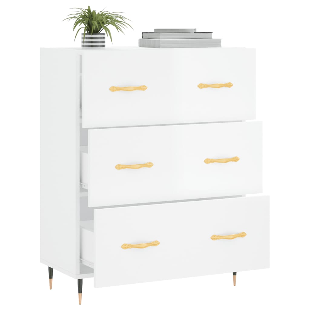 Credenza 69,5x34x90 cm in Legno Multistrato Bianco Lucido - homemem39