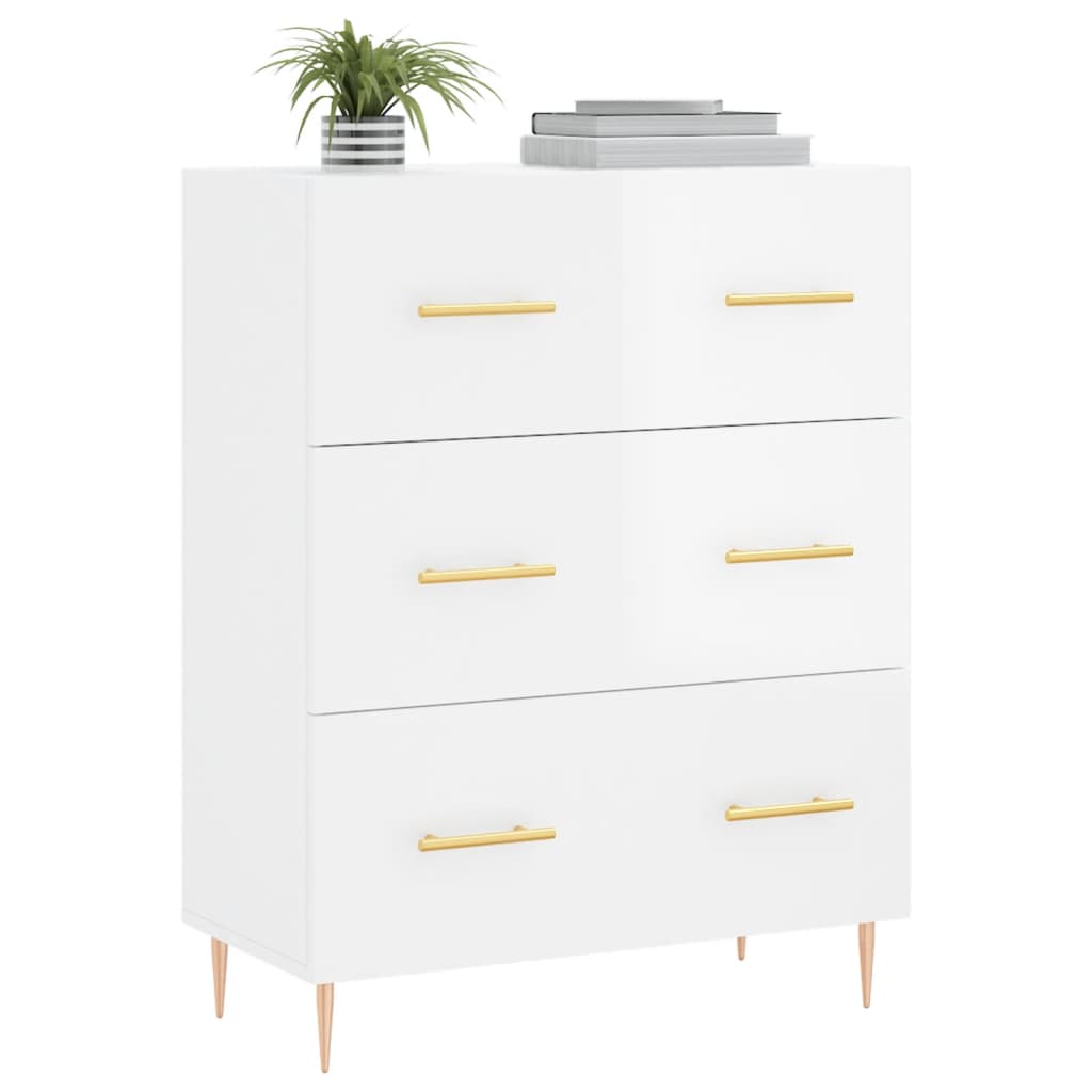 Credenza 69,5x34x90 cm in Legno Multistrato Bianco Lucido - homemem39