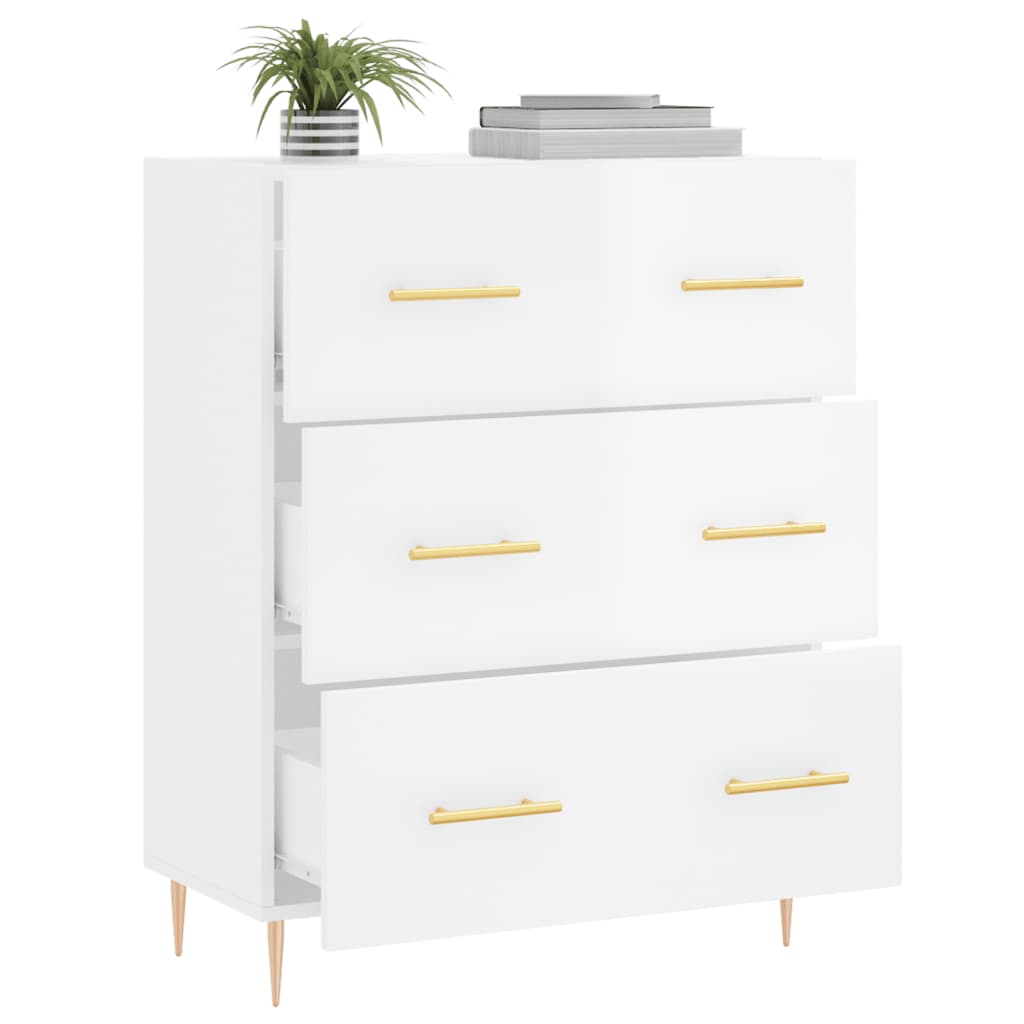 Credenza 69,5x34x90 cm in Legno Multistrato Bianco Lucido - homemem39