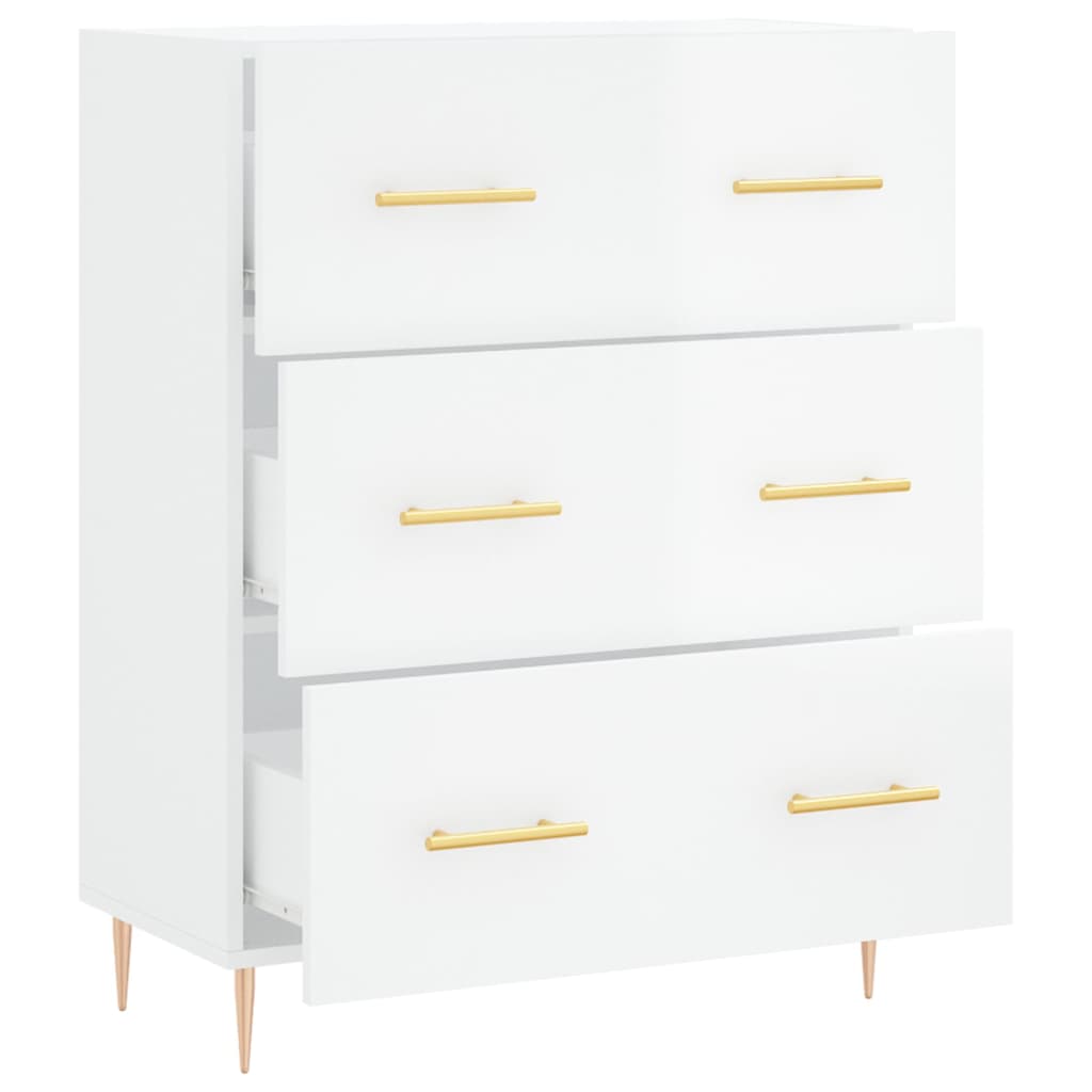 Credenza 69,5x34x90 cm in Legno Multistrato Bianco Lucido - homemem39