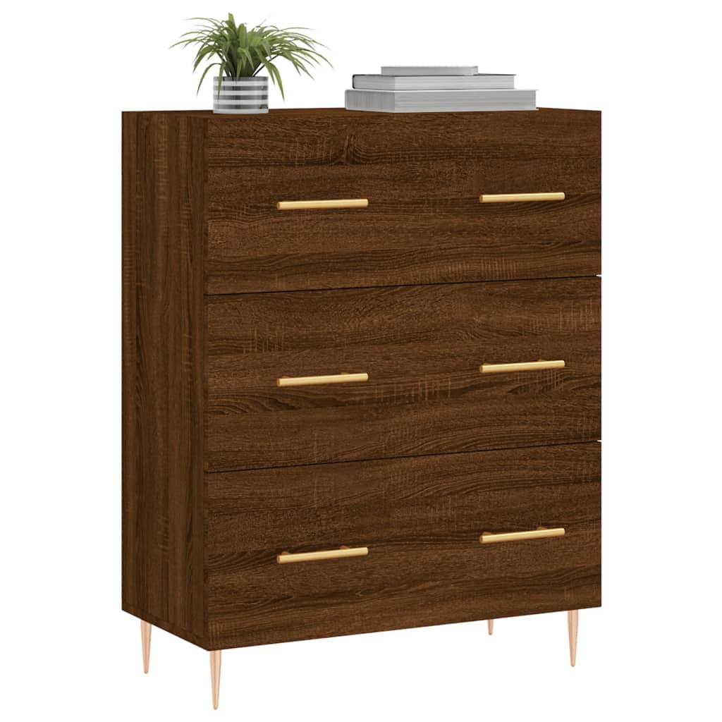 Credenza Rovere Marrone 69,5x34x90 cm in Legno Multistrato - homemem39