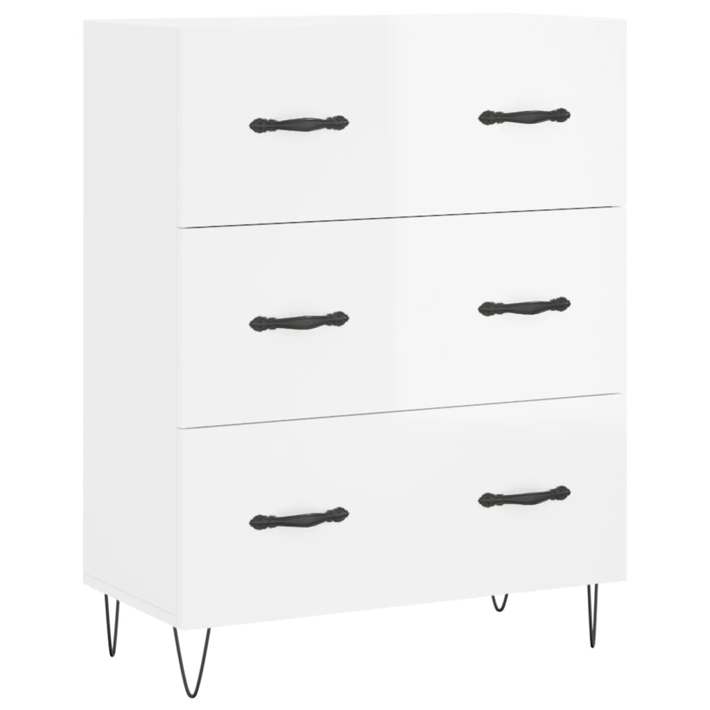 Credenza 69,5x34x90 cm in Legno Multistrato Bianco Lucido - homemem39