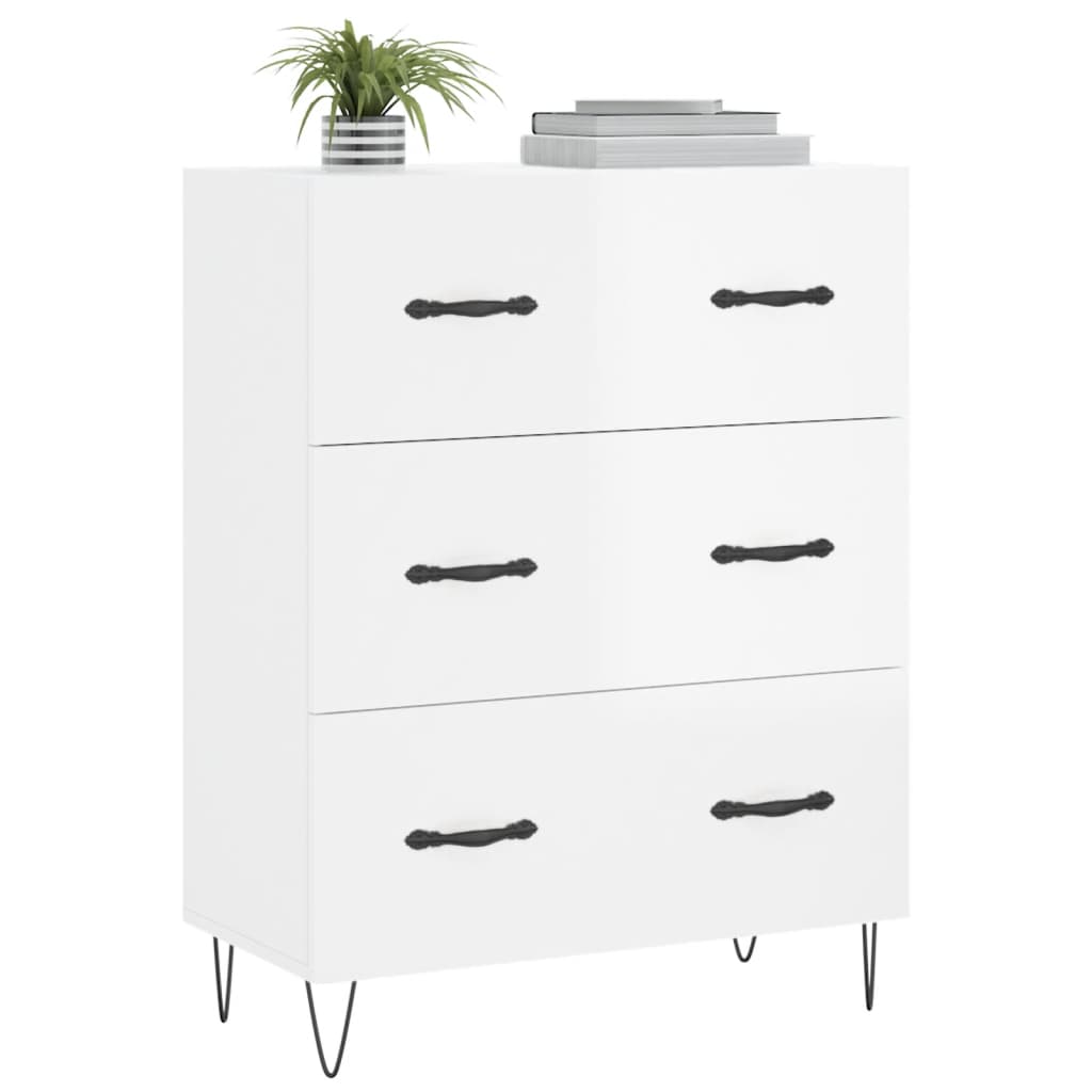 Credenza 69,5x34x90 cm in Legno Multistrato Bianco Lucido - homemem39