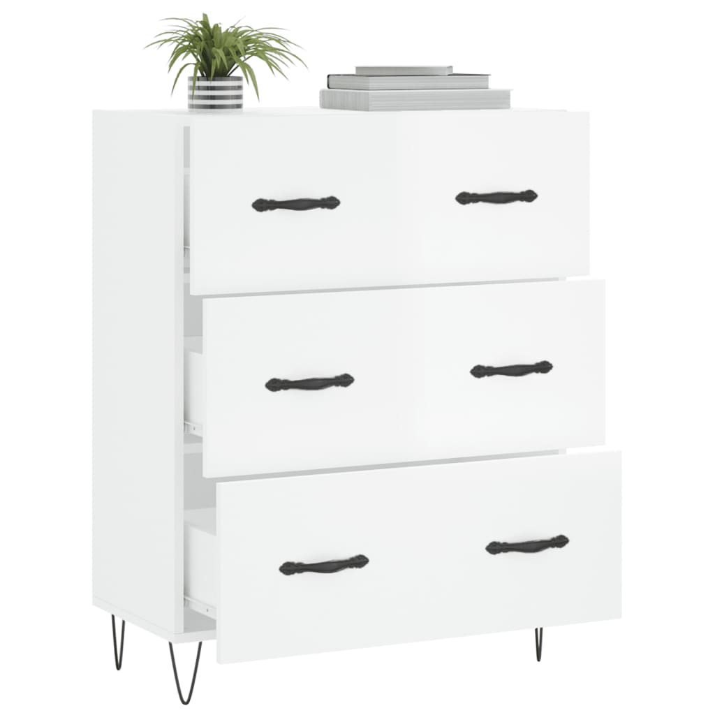 Credenza 69,5x34x90 cm in Legno Multistrato Bianco Lucido - homemem39