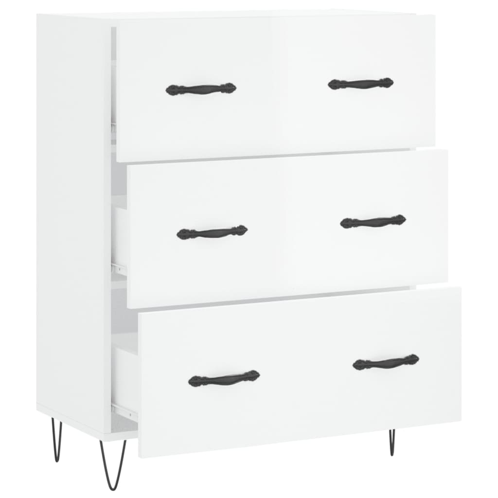 Credenza 69,5x34x90 cm in Legno Multistrato Bianco Lucido - homemem39