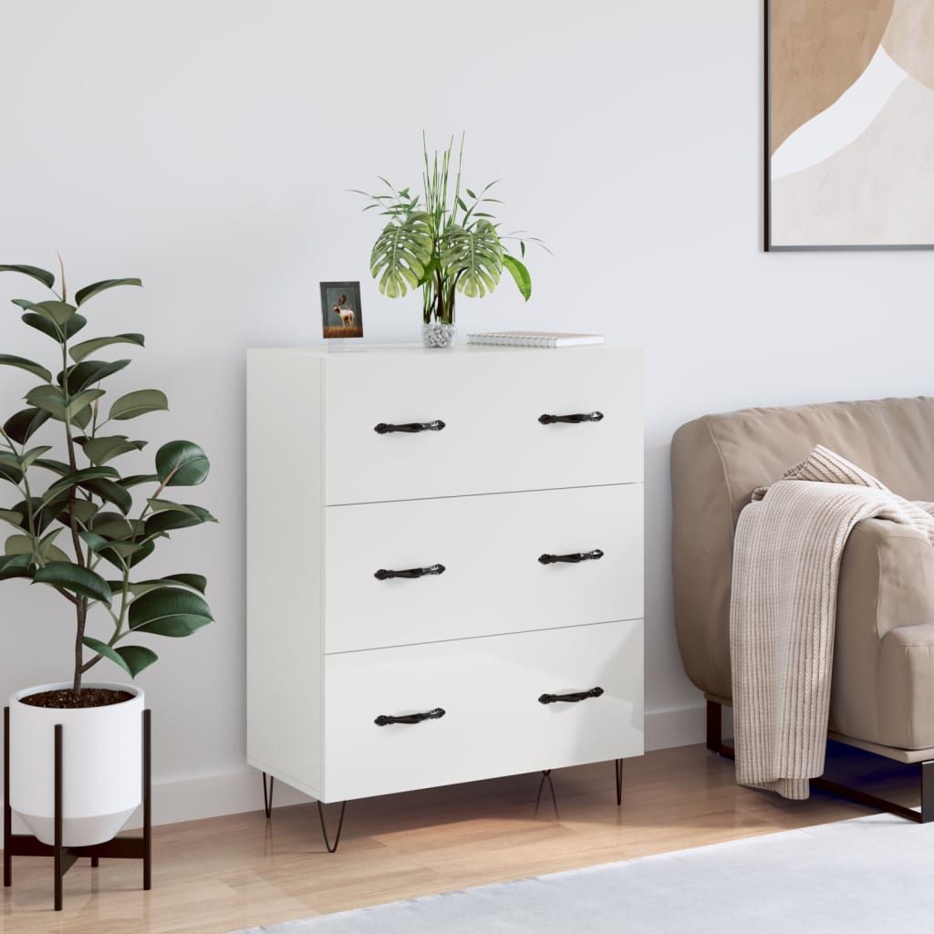 Credenza 69,5x34x90 cm in Legno Multistrato Bianco Lucido - homemem39