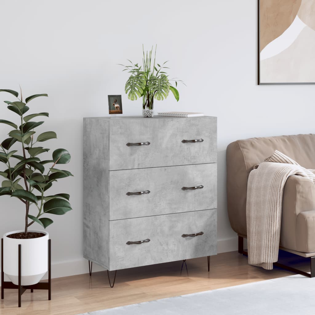 Credenza Grigio Cemento 69,5x34x90 cm in Legno Multistrato - homemem39