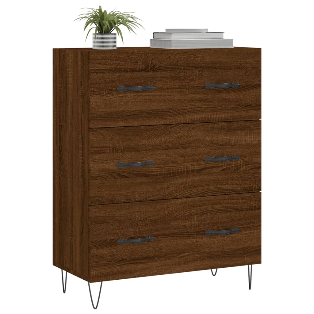 Credenza Rovere Marrone 69,5x34x90 cm in Legno Multistrato - homemem39