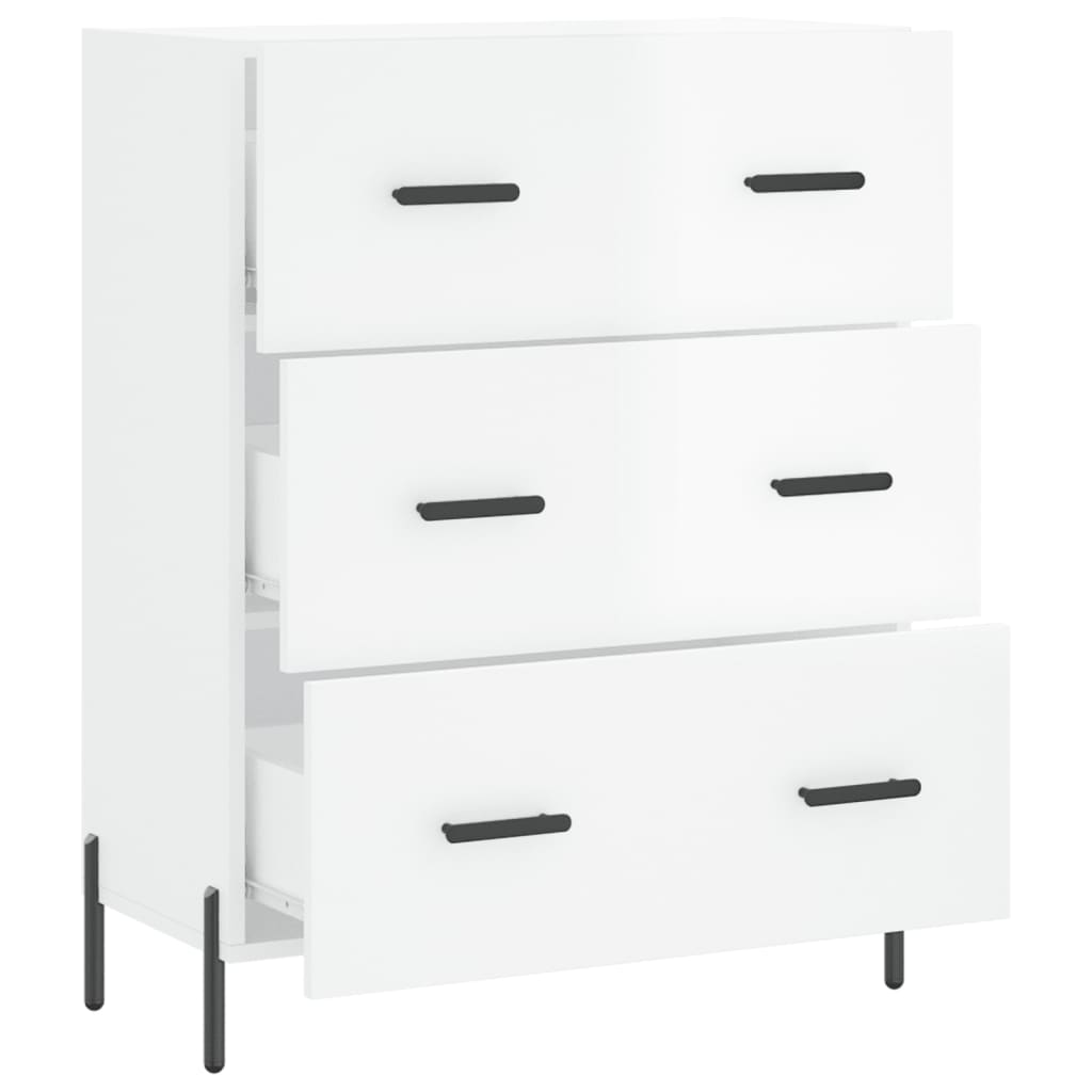 Credenza 69,5x34x90 cm in Legno Multistrato Bianco Lucido - homemem39